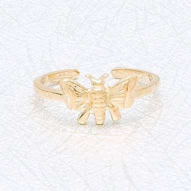 Anello da dito con fascia sottile e farfalla, in oro per la vendita all'ingrosso da parte di S&A Fashions