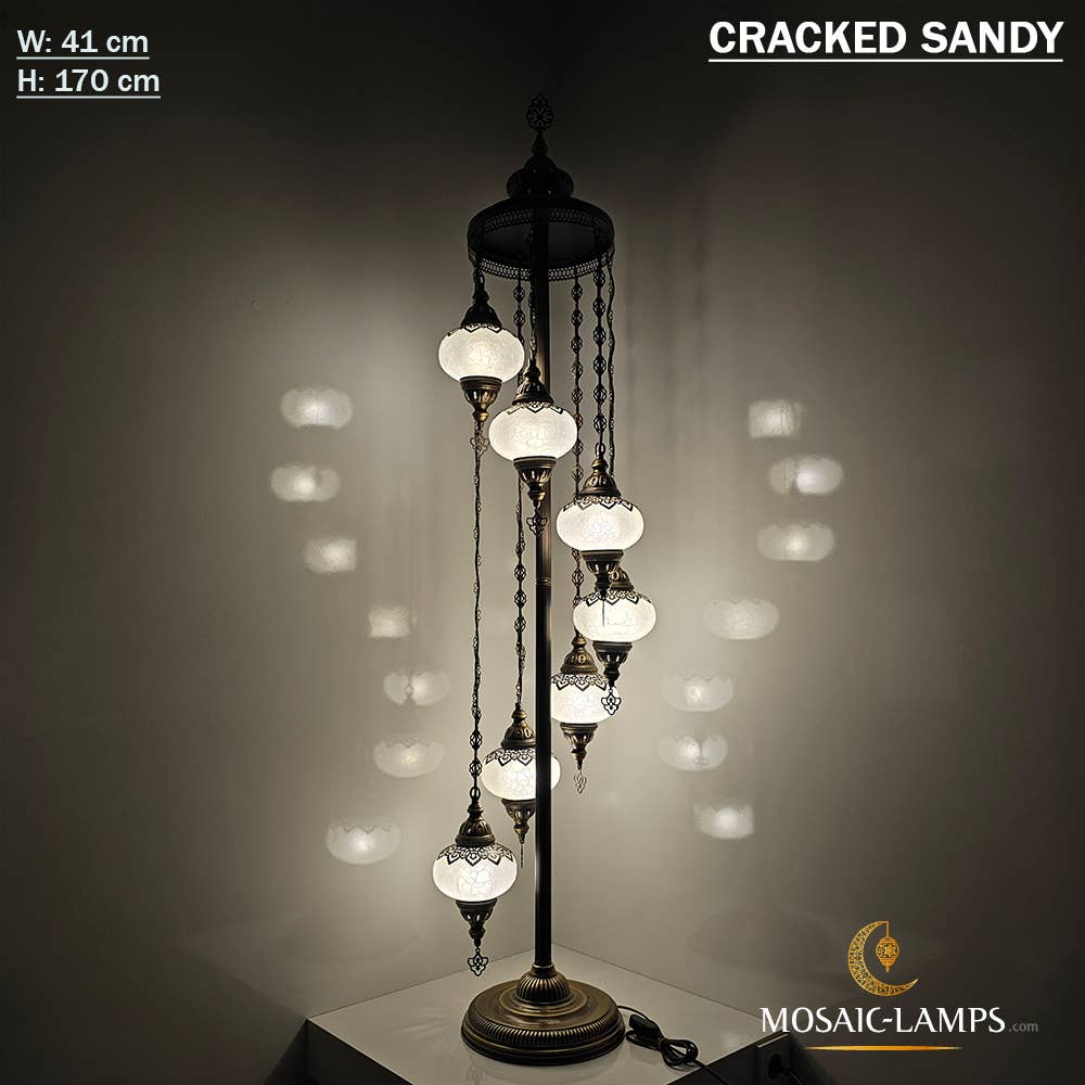 Mosaic Lamps – Engroshandel Gulvlampe – 7 Cracked Clear Globe tyrkiske gulvlamper, Stue Bedsi12