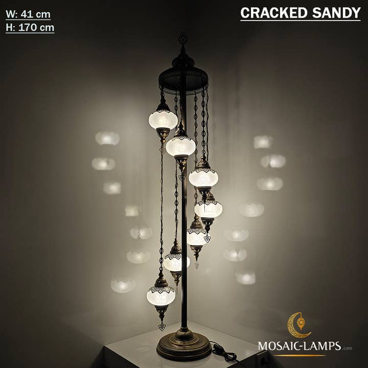 Mosaic Lamps – Engroshandel Gulvlampe – 7 Cracked Clear Globe tyrkiske gulvlamper, Stue Bedsi12