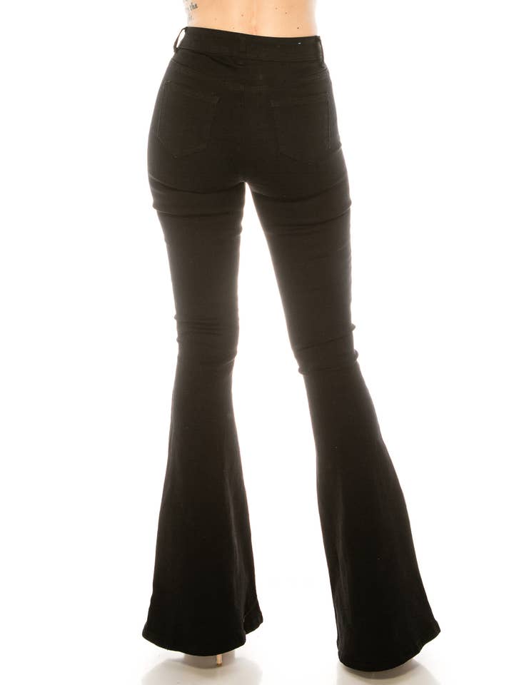 Color 5 - Wholesale Jeans - Women's - Color disco bell bottom denim twilled stretch flare pants4