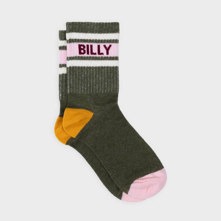 Green tennis socks, pink and white striped for wholesale by BILLYBELT