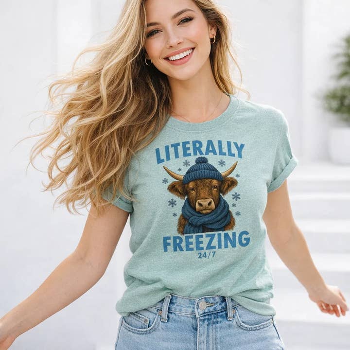 Literally Freezing T-Shirt, Funny Cow, Winter Theme for wholesale by Soleinspire