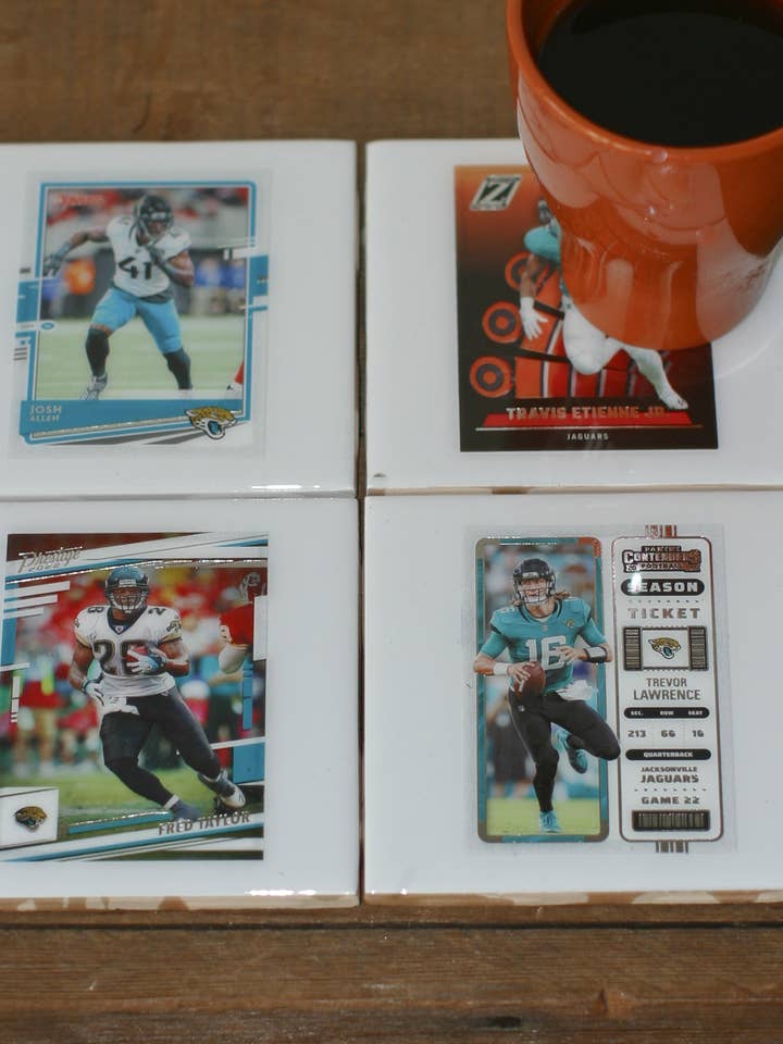 Jacksonville Jaguars Coasters - Ceramic Tile Made from Cards for wholesale by Jake and Dean Uncommon Coasters