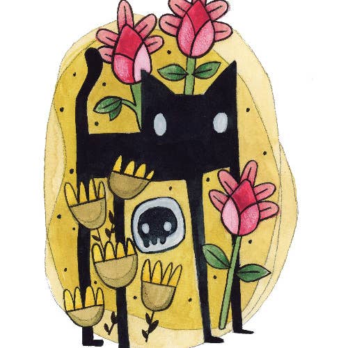 Cat in a Flower Garden 8x10 Print for wholesale by Cat People Press