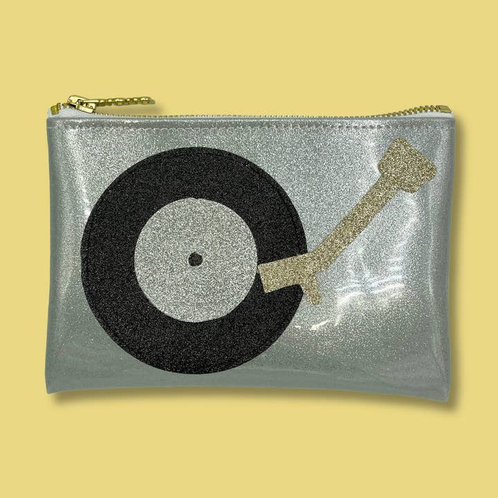 🎶✨ Turntable Glitter Midi Clutch – A Hit for Music Lovers! for wholesale by Julie Mollo!