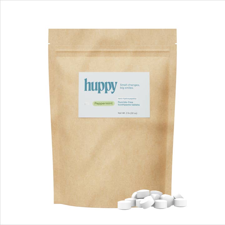Huppy - Wholesale Toothpaste - Fluoride-Free Toothpaste Tablets | Bulk 32oz | Peppermint