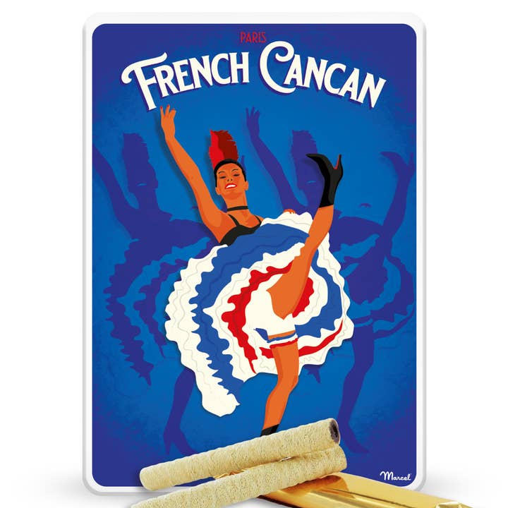 French Cancan Collectible Tin With Chocolate Flute Cookies for wholesale by My French Recipe - French Gourmet
