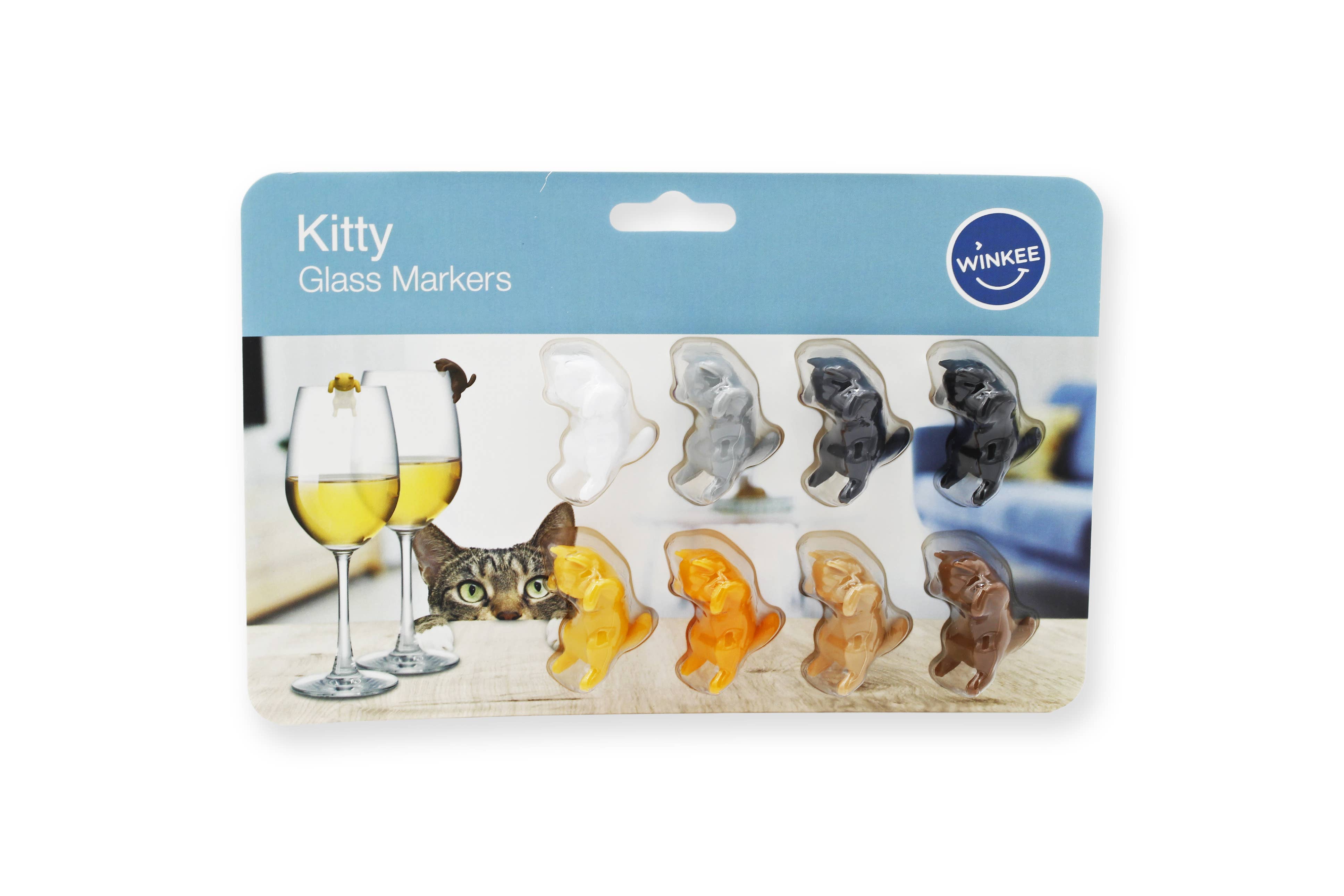 MAGS - Vendita all'ingrosso Pennarelli per bicchieri da vino/cocktail - Set di 8 segnaposto per bicchieri a forma di gattino2