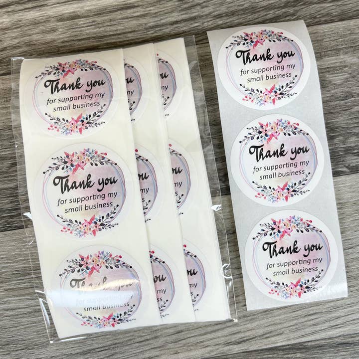 Thank You Stickers 1.5 inch Floral for wholesale by Hazel Hill ~MaeBella~