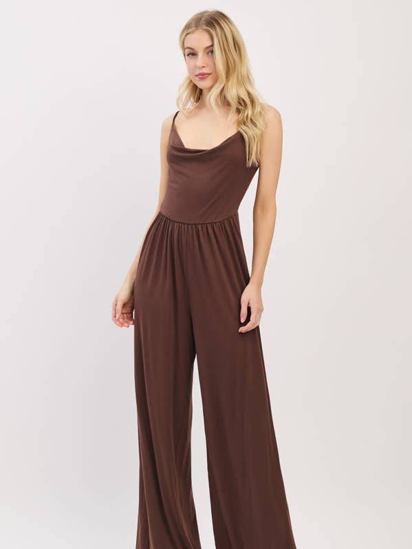 JR56655 - TUTA PALAZZO CON SCOLLO A V COWL per la vendita all'ingrosso da parte di Heart & Hips