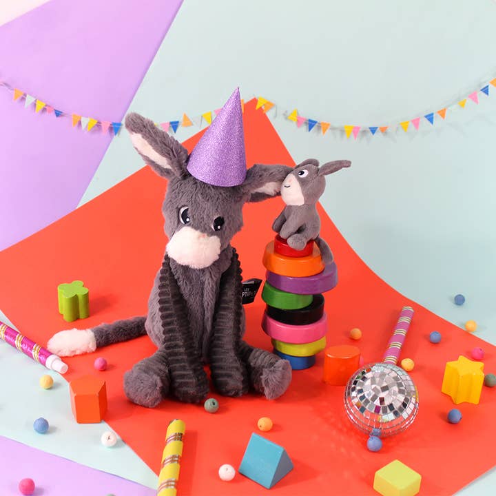 Les Déglingos, France - Wholesale Stuffed/Plush Toy - Kids & Baby - LES PTIPOTOS - 25CM MUM & BABY PLUSH DONKEY GRAY4