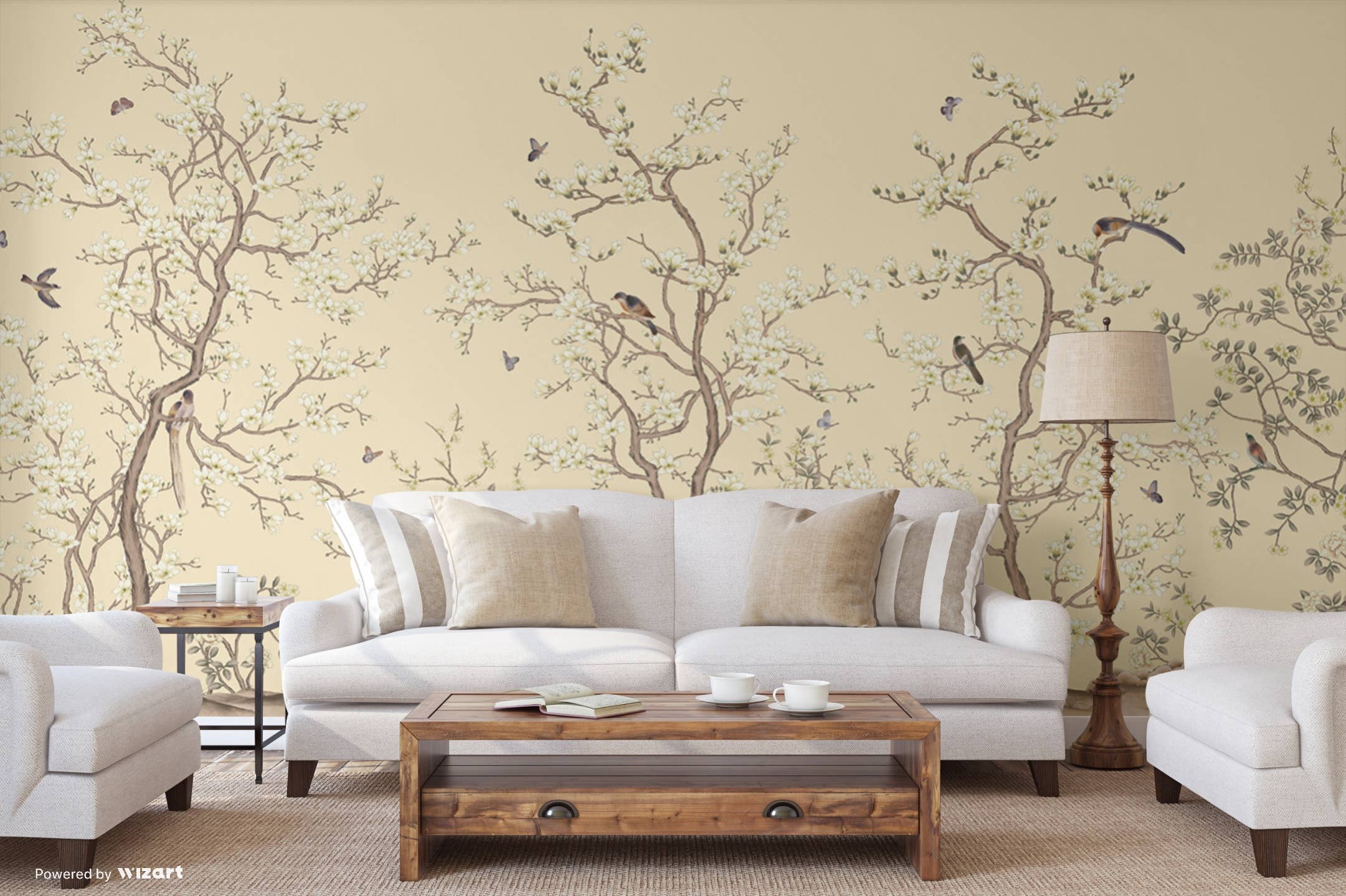 GK Home Decor - Venta al por mayor Papel pintado - Murales de papel pintado Chinoiserie Serene Blossom ilustrado a mano6