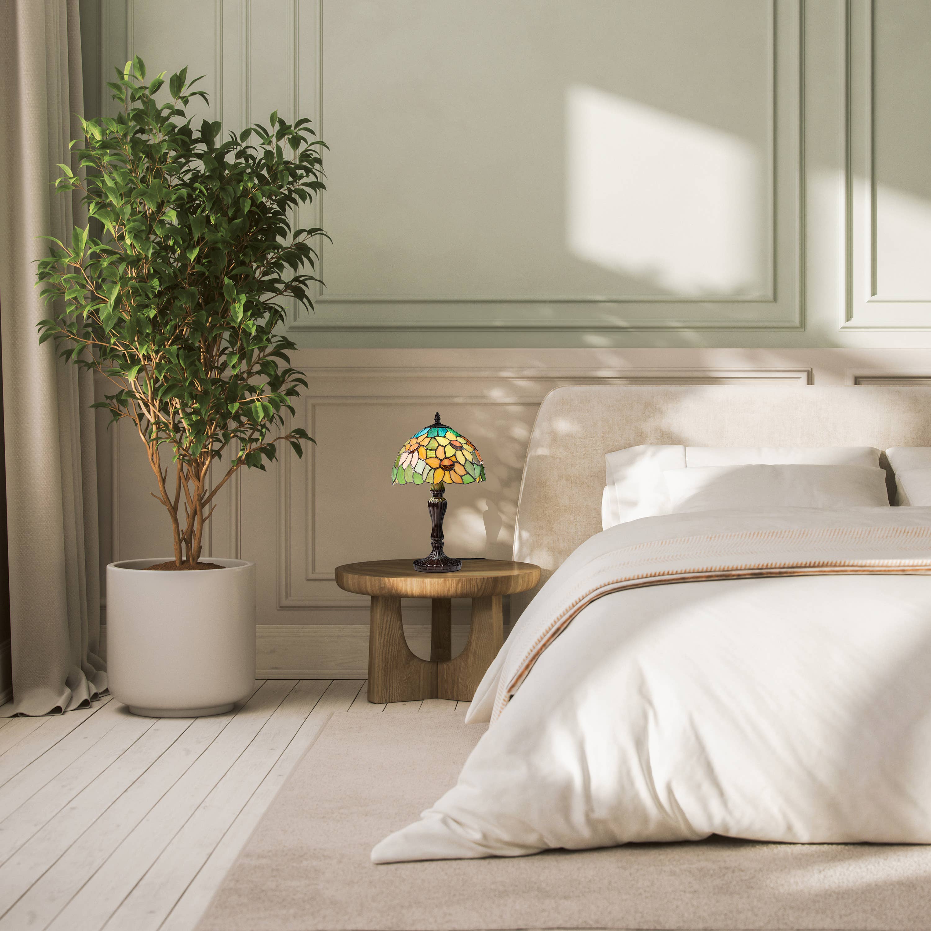 River of Goods - Wholesale Accent/Desk Lamp - 16.5"H Sunflowers Stained Glass Candlestick Table Lamp4