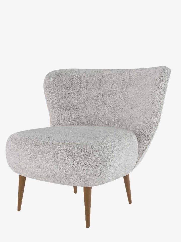 Stoel in grijs-crème bouclé stof en hout Léon voor wholesale door Potiron