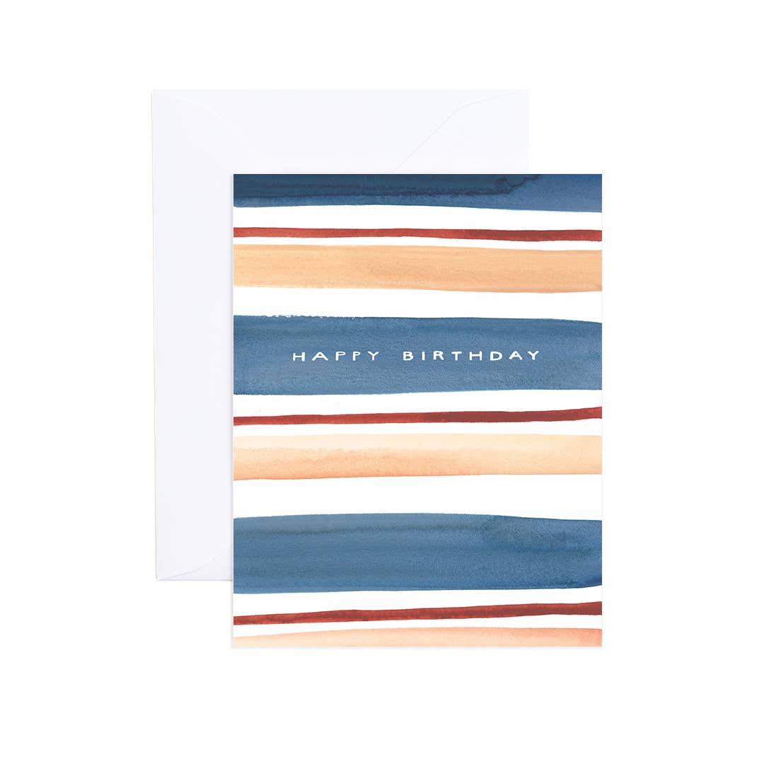 Evergreen Summer - Vente Cartes d'anniversaire - Carte d'anniversaire Corey Watercolor Stripes