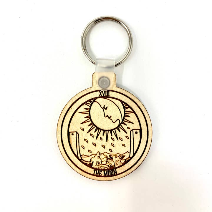 Insert Brand Here Shop – Engroshandel Nøglering - Unisex – NØGLERING - 18 Tarot - Månen - Træ nøglering Fob (Copy)