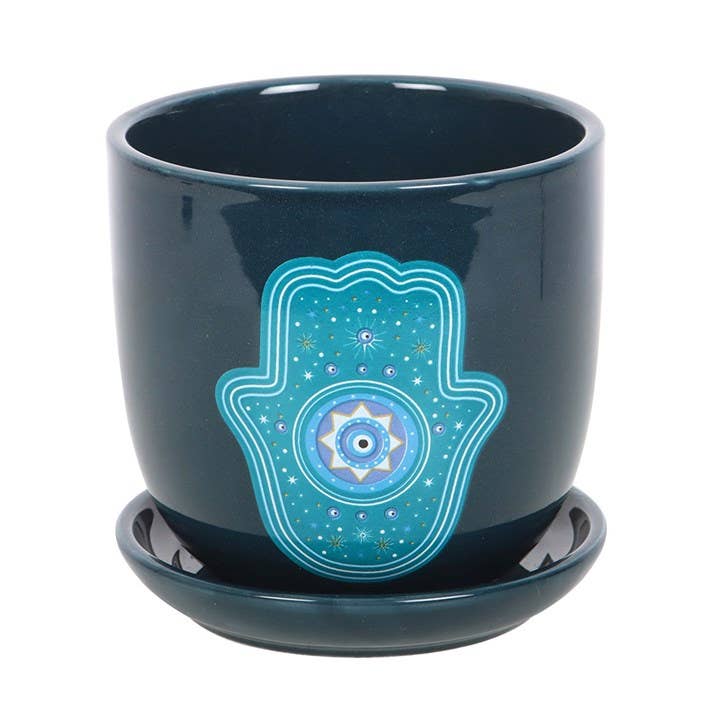 Something Different Wholesale – wholesale Plant pot – Hand of Hamsa Ceramic Plant Pot1