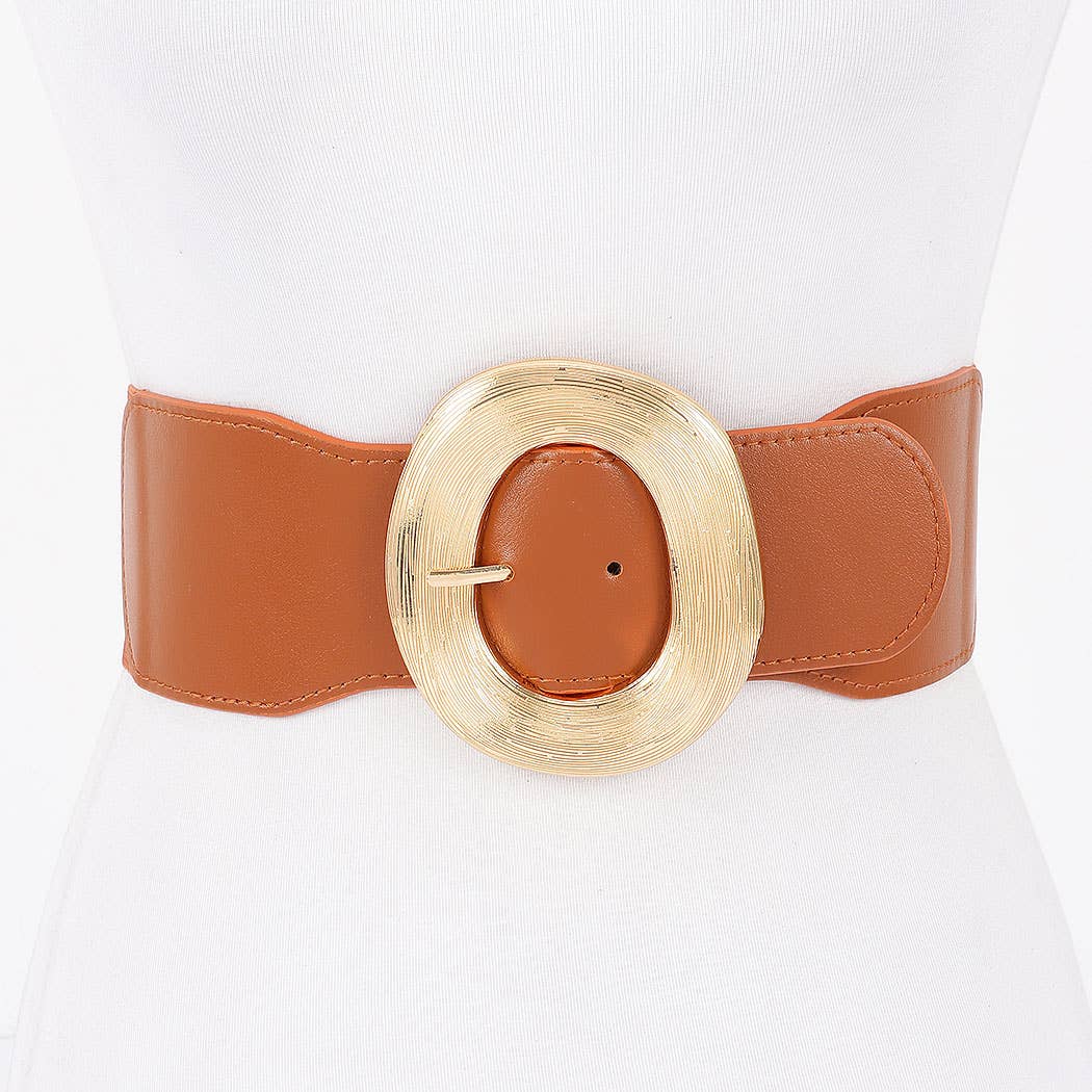 3AM BY H&D ACCESSORIES - Wholesale Belt - Women's - Wide Metal Round Buckle Stretch Belt5