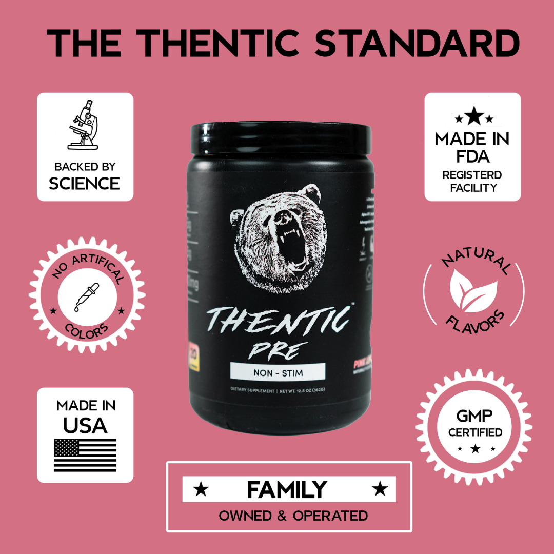 Thentic - Wholesale Powdered Health Drink - Thentic Non-Stim (Caffeine Free) Pre Workout (Pink Lemonade)6