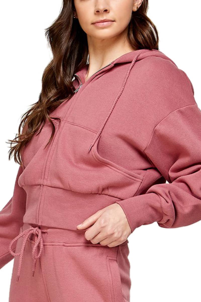 Vanilla Monkey – wholesale Hoodie – Women's – Fleece Oversized Crop Zip up Hoodie11