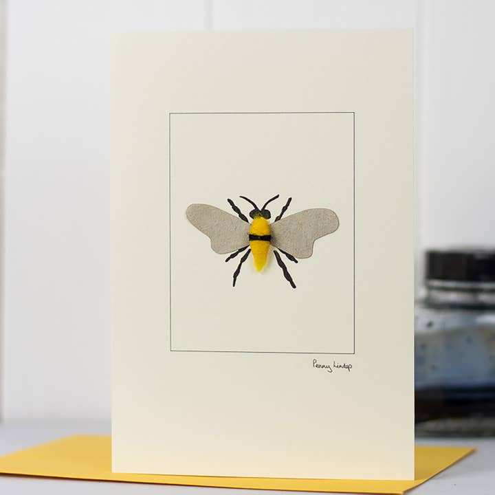 Papersheep UK - Wholesale Everyday Greeting Card - Bee card with special hand finishing| 3-d effect| Nature