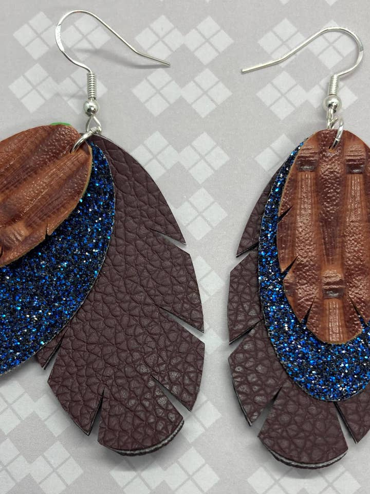 Faux Leather Three Layered Geometric Feather for wholesale by Mr. Mediocrates