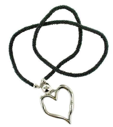 Suzie Blue Canada - Wholesale Pendant/Charm Necklace - Beaded Rope Necklace with Open Heart5