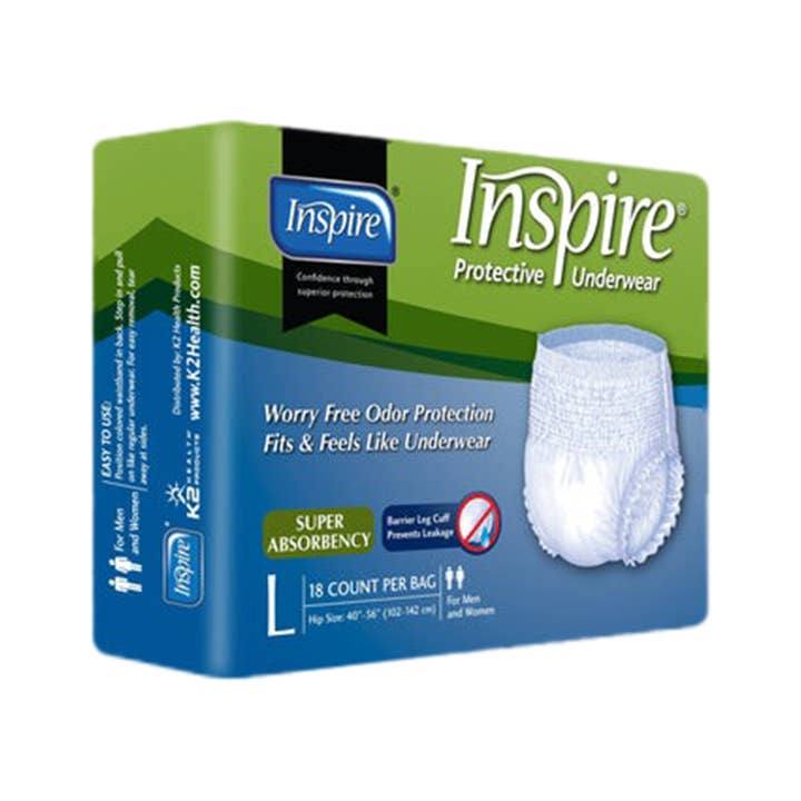 Inspire - Wholesale Period Underwear - Women's - Inspire Adult Diaper Incontinence Underwear (large) Pack of 72