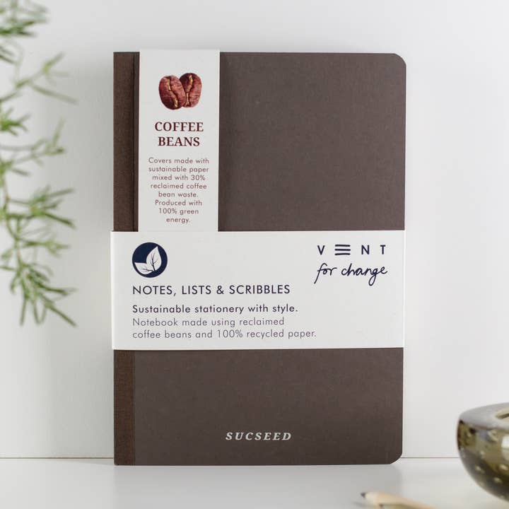 VENT for Change USA - Vente Cahiers - Carnet A5 en papier recyclé SUCSEED - Coffee Beans0