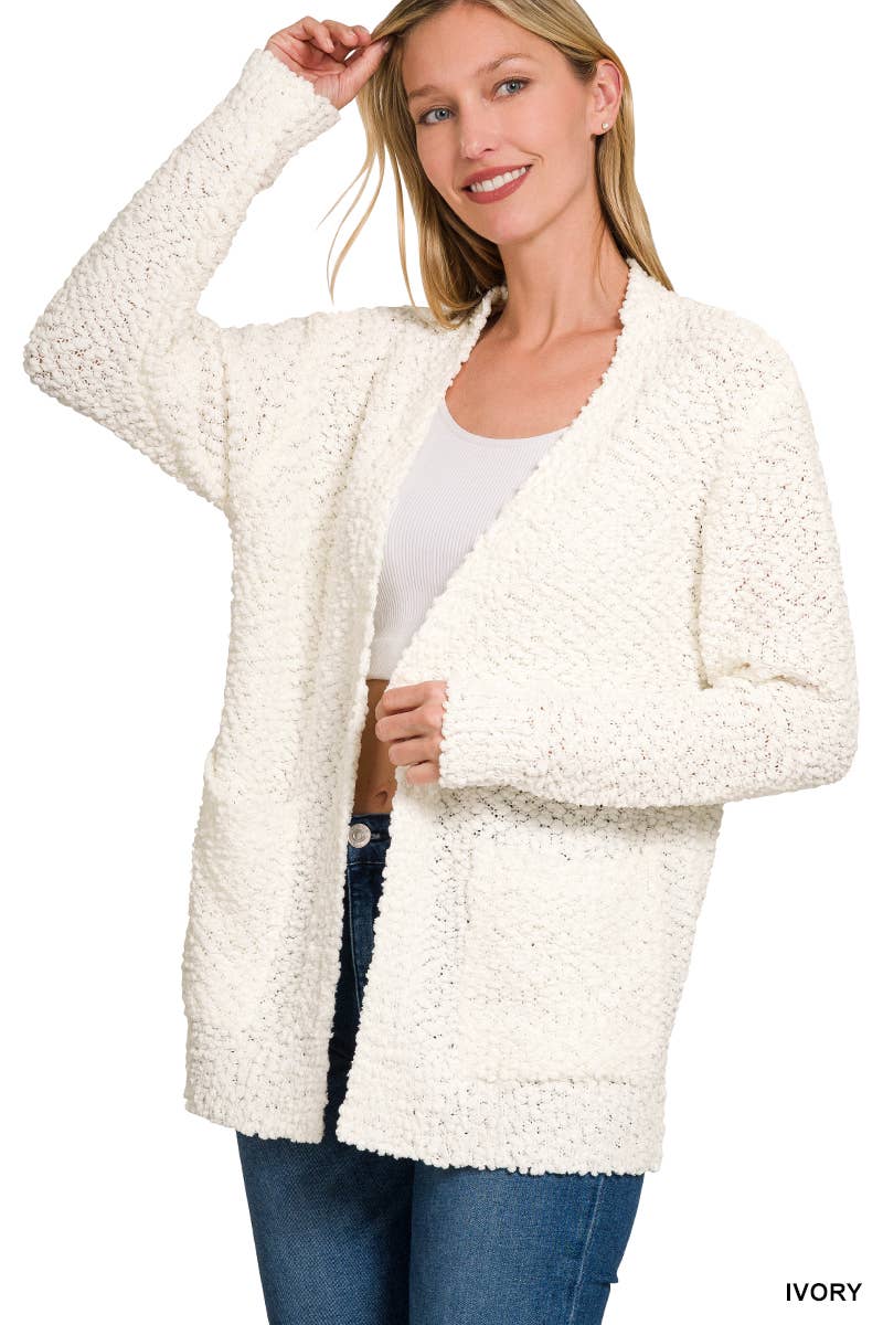 42POPS - Wholesale Cardigan - Women's - Popcorn Sweater Cardigan w/ Pockets26