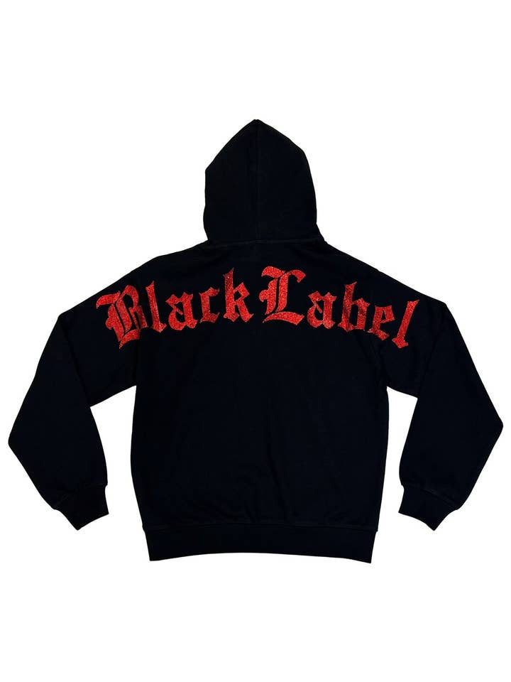 Men Black Label BL Red Bling Hoodie for wholesale by Black Label x Raw