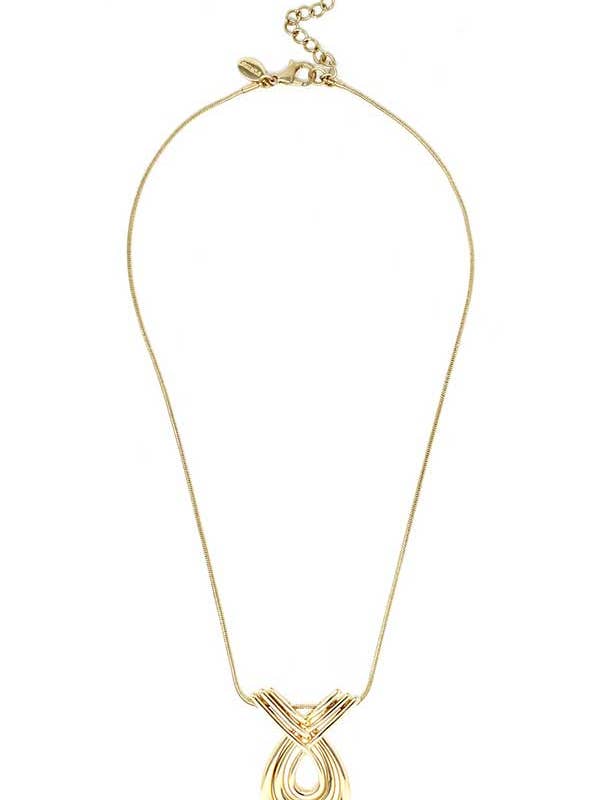 ( M632 ) TRIPLE METAL DROP PENDANT NECKLACE for wholesale by Jewelry Max