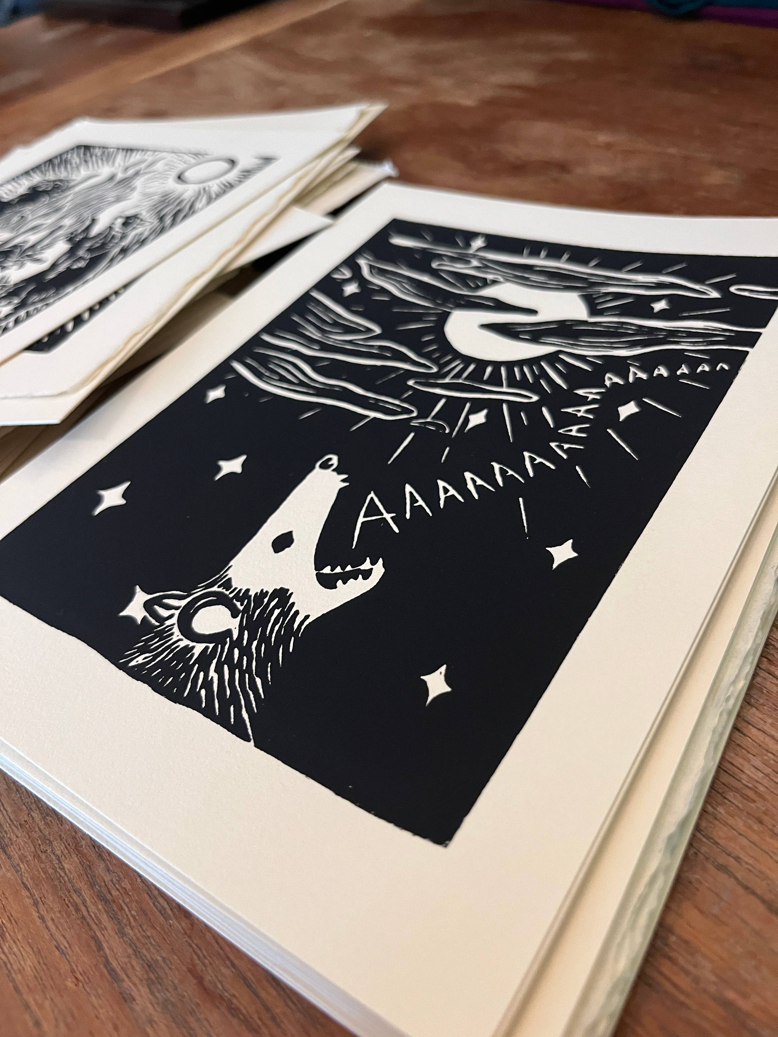 Critter Butts - Wholesale Art Print - Screaming Possum Print - Screen print on BFK Rives paper5