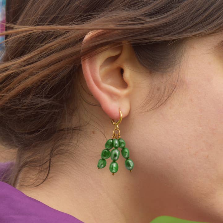 Ifemi Jewels - Wholesale Dangle Earrings - Dark Green freshwater pearl earrings | by Ifemi Jewels