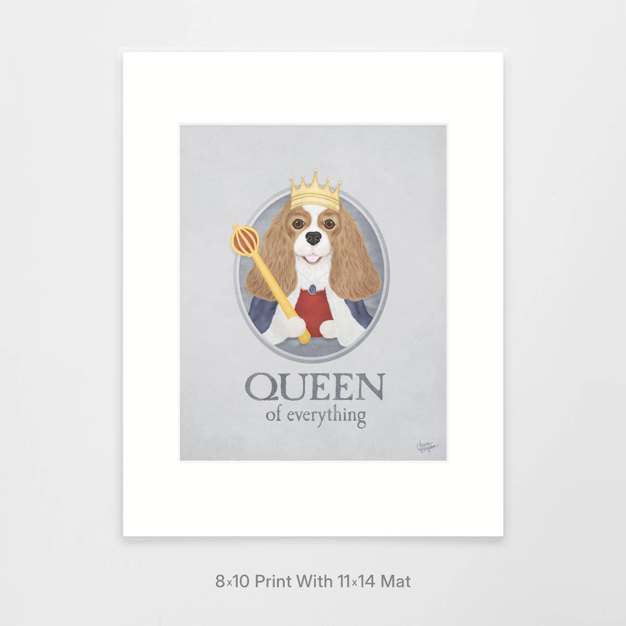 Laura Bergsma Studio – wholesale Konsttryck – Cavalier King Charles Spaniel hund konsttryck, drottning1