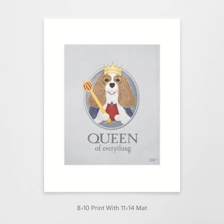 Laura Bergsma Studio – wholesale Konsttryck – Cavalier King Charles Spaniel hund konsttryck, drottning1