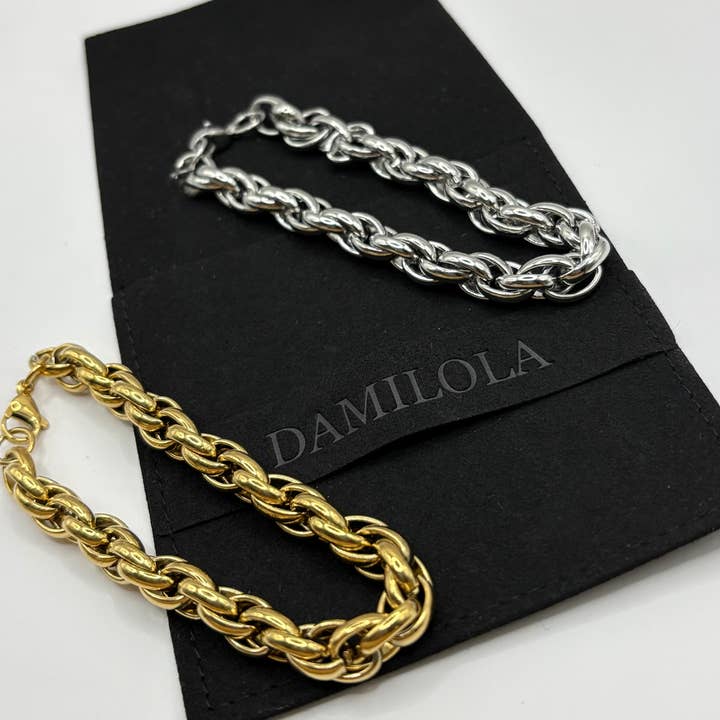 Extra Chunky Rope Bracelet - Gold/Silver for wholesale by Damilola Jewellery