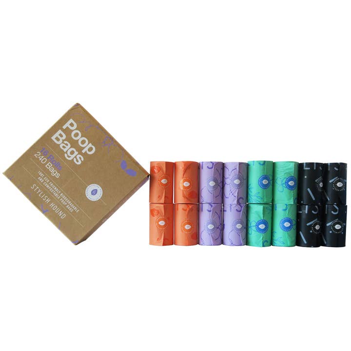 16 Rolls Biodegradable Compostable Poop Bag (240) for wholesale by Stylish Hound