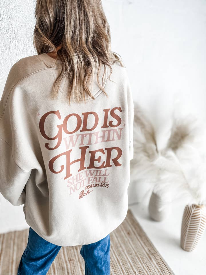 God is Within Her, She will Not Fail Sweatshirt for wholesale by Wicker Road Boutique