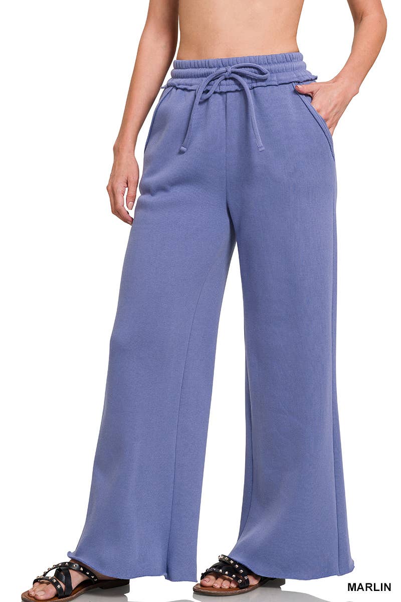 42POPS - Wholesale Pants - Women's - ,,.0904 Fleece Exposed Seam Wide Leg Sweatpants SI-270337