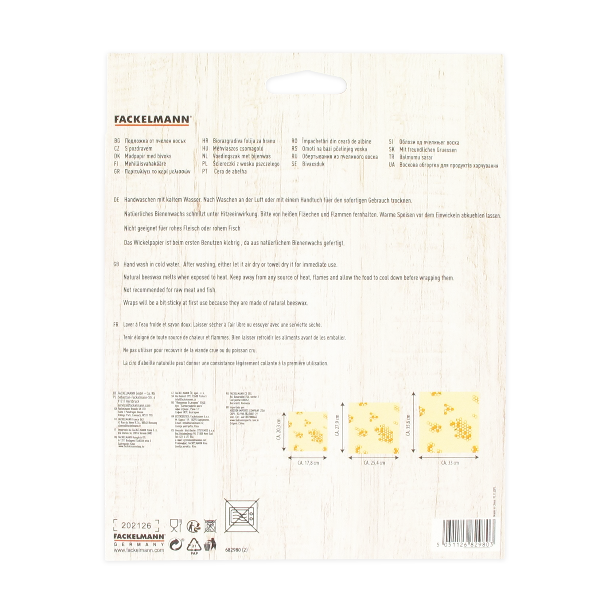 Fackelmann - Wholesale Food Storage Wrap/Bag - Eco Friendly Beeswax Set of 34