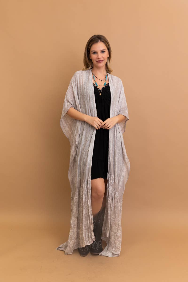 Leto Accessories - Wholesale Kimono - Women's - Free Flow Paisley Longline Kimono - Bestseller 😍3