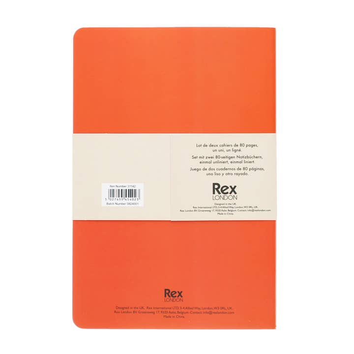 Rex B2B - UK – wholesale Notebook – A5 notebooks (set of 2) - Orange & blue2