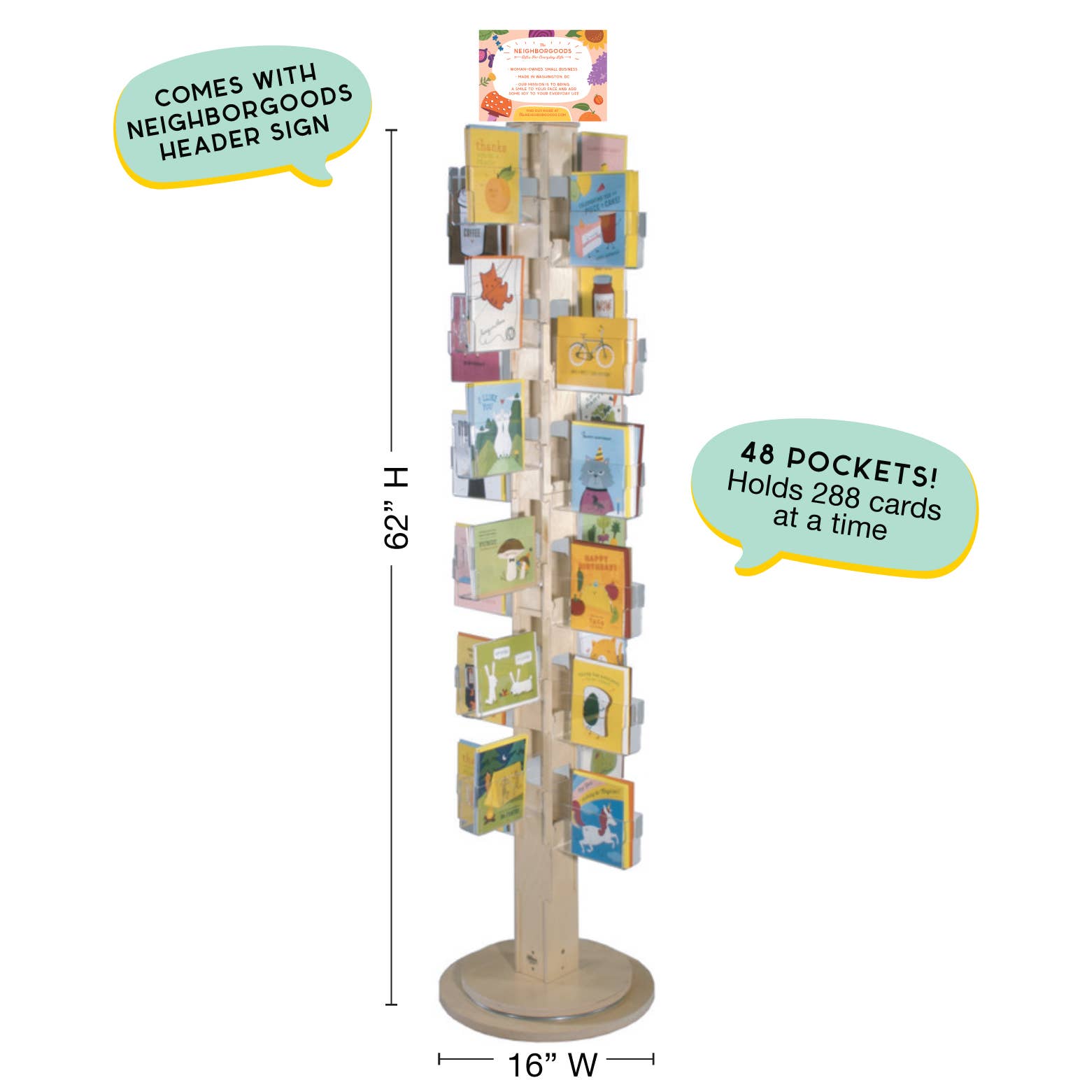 The Neighborgoods - Wholesale Retailer Display - Paper & Novelty - 48-Pocket Filled Greeting Card Floor Display1