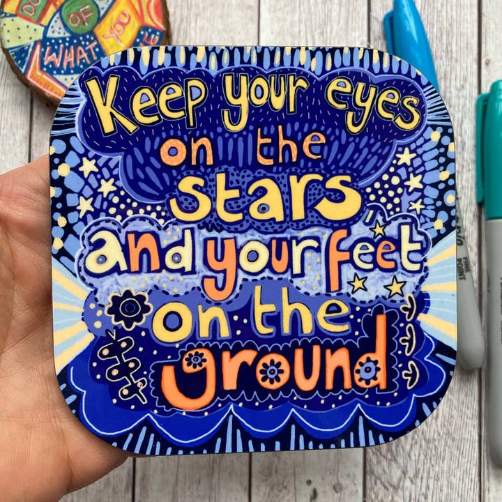 Keep Your Eyes on the Stars Quote Coster. for wholesale by Slumbermonkey Designs