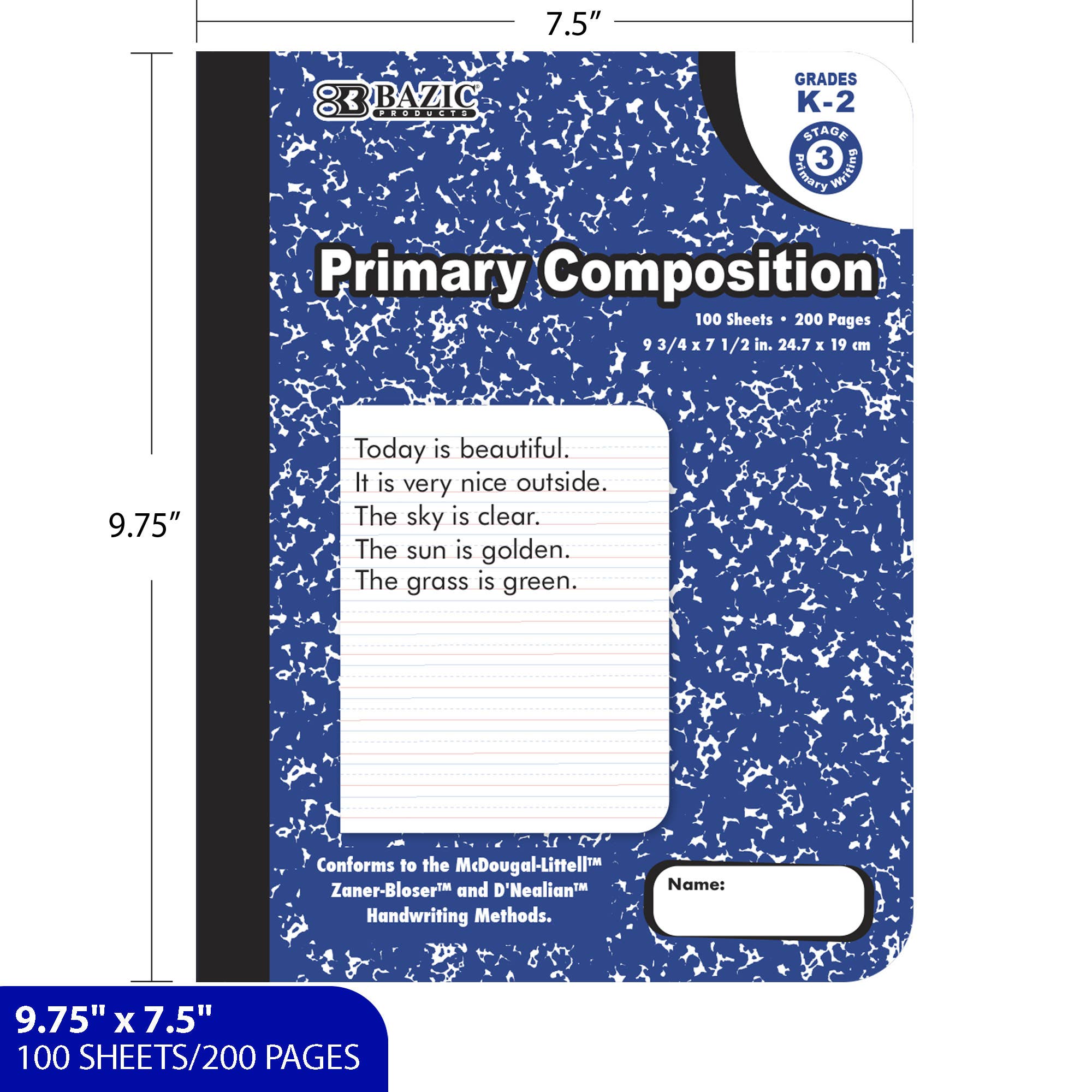 BAZIC Products - Wholesale Notebook - Composition Book Primary Marble 100 Ct.1