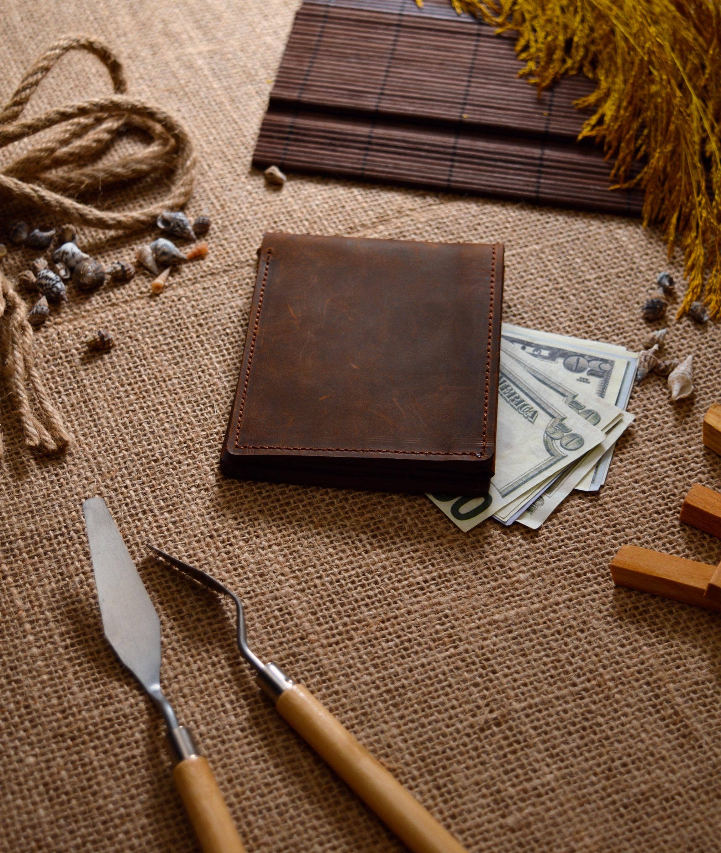 Craftivor – wholesale Wallet - Men’s – Personalized Leather Wallet Men, Engraved Leather Initials Custom Card Cash Holder Wallet9