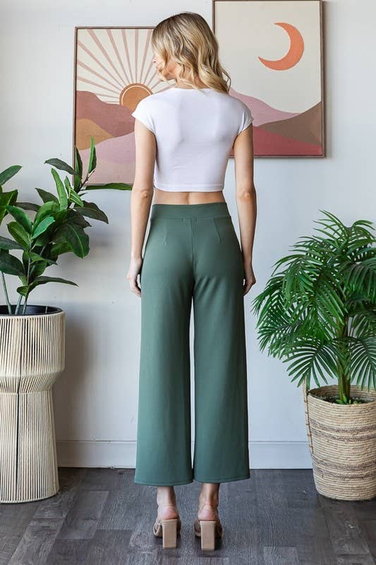 HEIMISH - Wholesale Pants - Women's - EP6838-10 WIDE WAISTBAND SOLID CULOTTES PANTS POCKET6