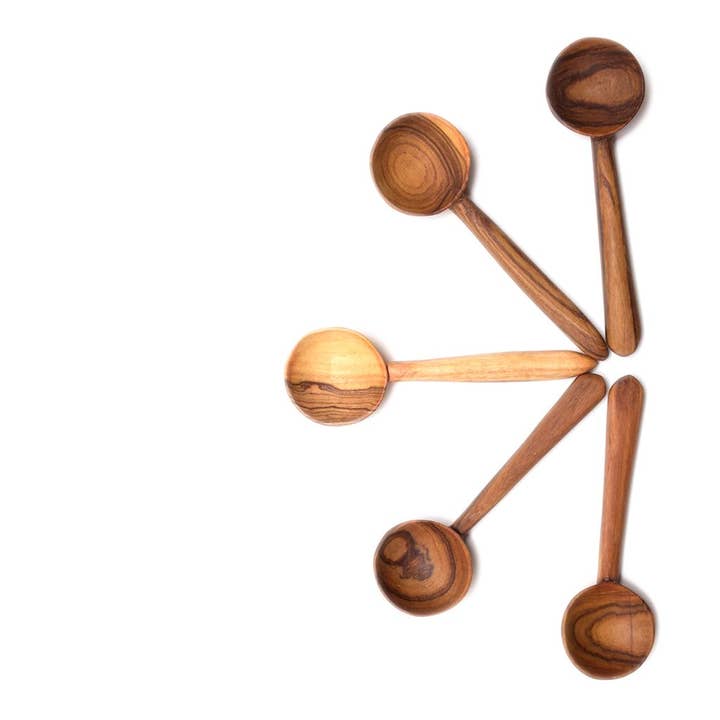 AARVEN – Engroshandel Måleske – Langskaftet kaffeskefter i vild oliventræ2