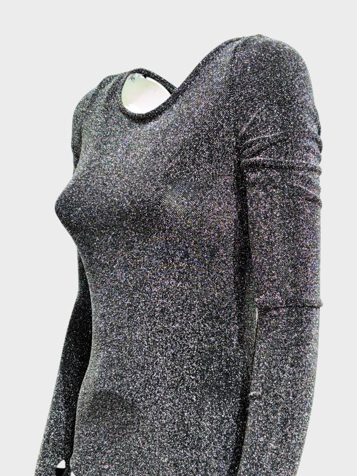 lucas giordani – wholesale Knit top – Women's – Luminous Body in Cotton Blend – Glitter Design with Scoop Neck